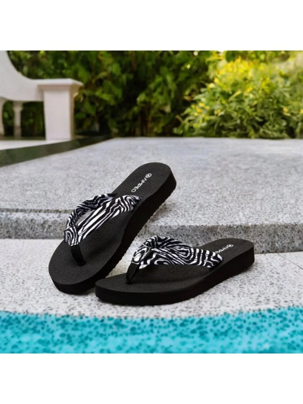 Women's Floral Black Zebra Comfortable Flip Flops Summer Beach Thong Sandals